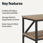 Coffee Table Rectangular with Bottom Shelf Living Room