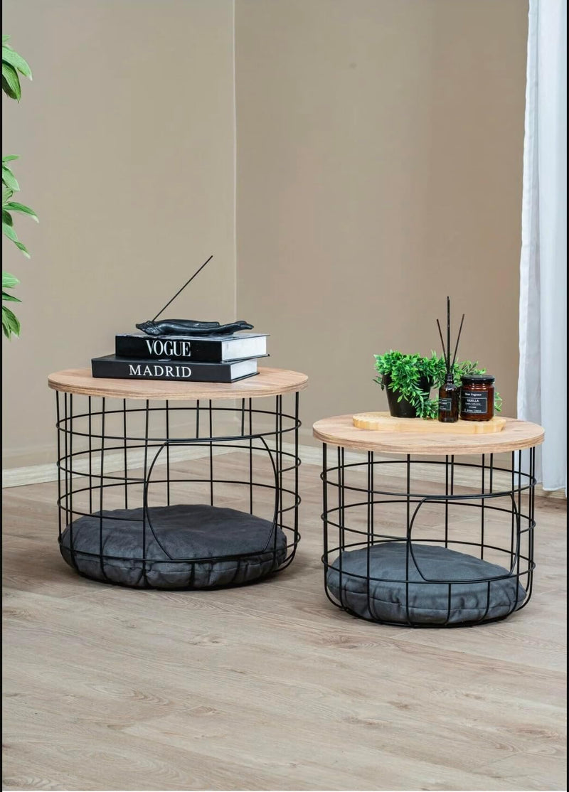 Coffee Table with Cat House Modern 2-In-1 Side