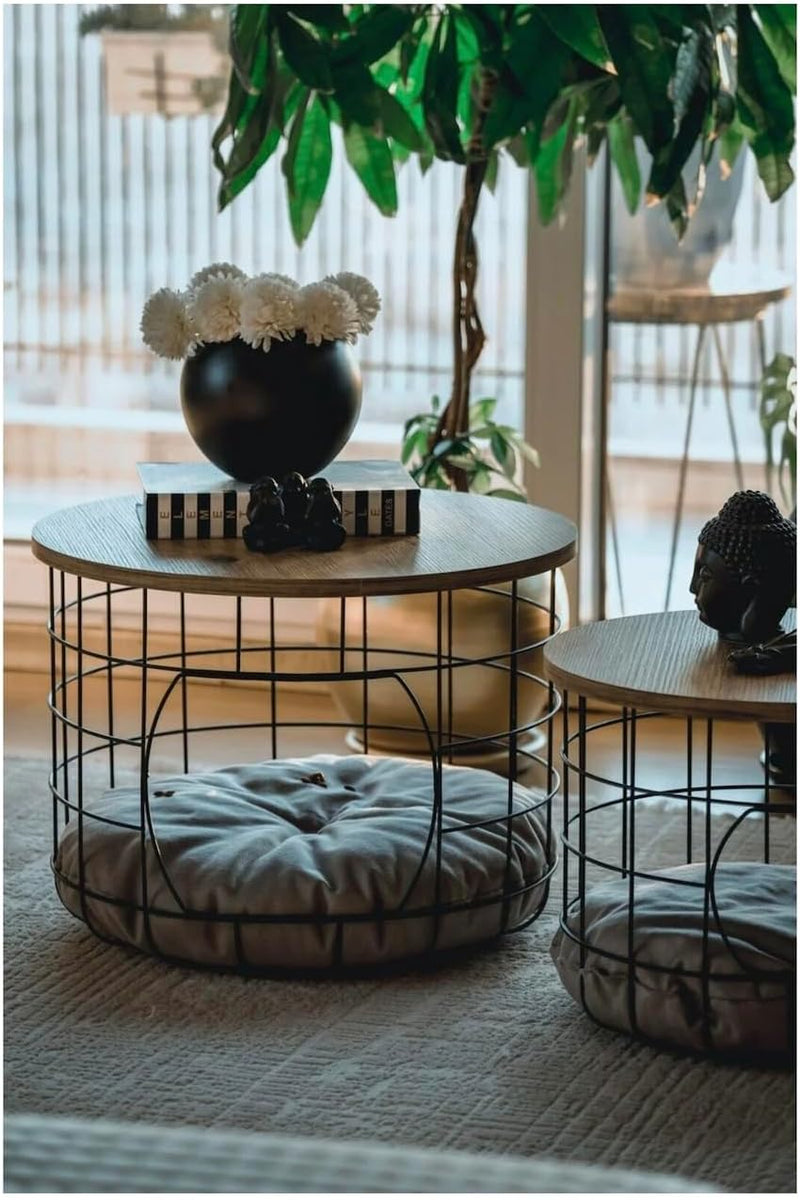 Coffee Table with Cat House Modern 2-In-1 Side