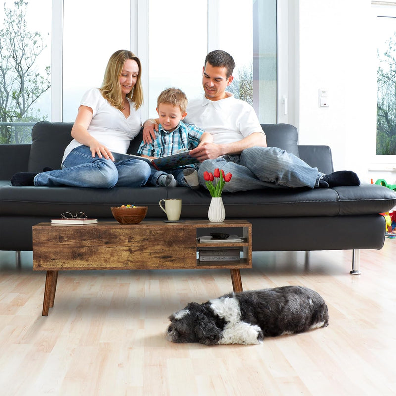 Coffee Table with Lift Top 2 Side Sections