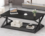 Coffee Table with Storage Modern Wood Metal Rectangle