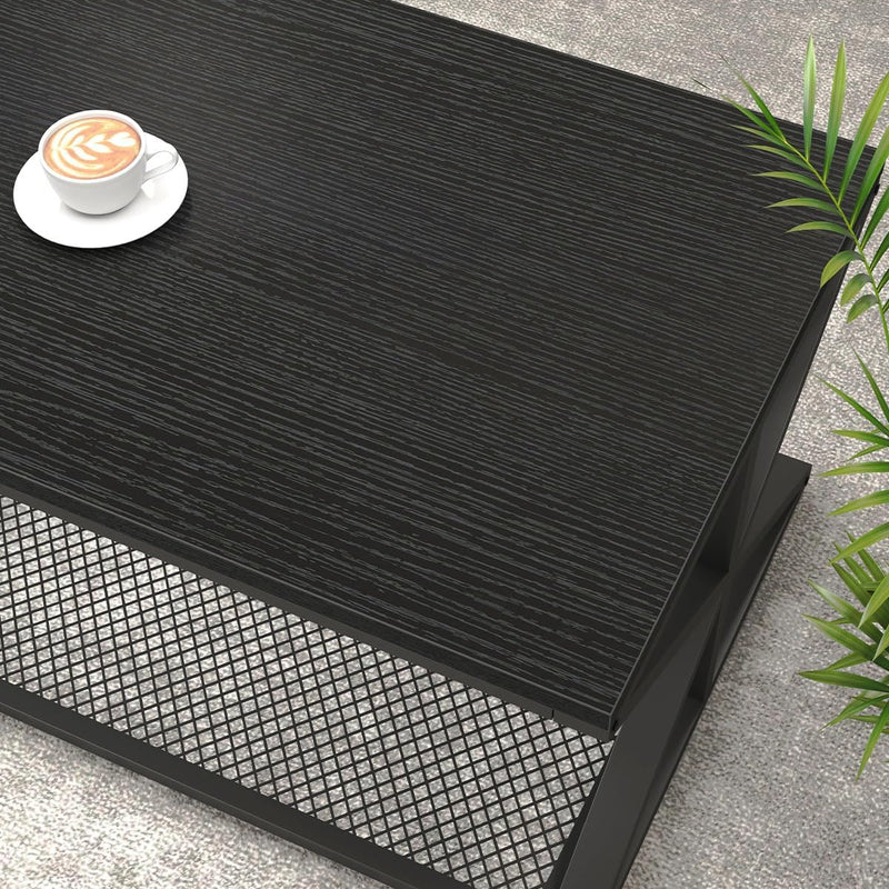 Coffee Table with Storage Modern Wood Metal Rectangle