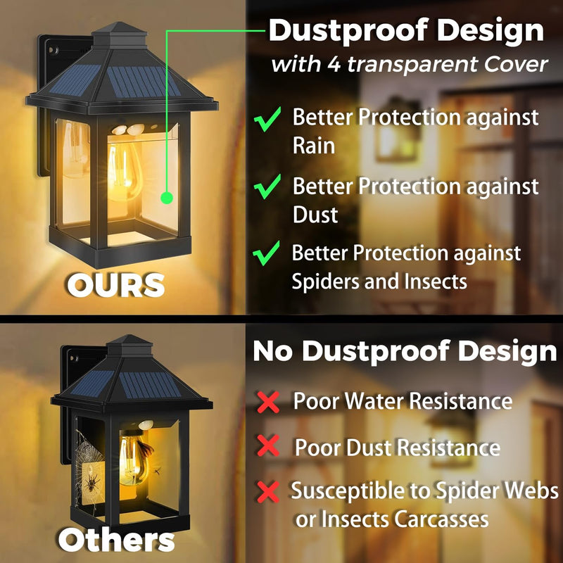 Solar Wall Lights Waterproof Motion Sensor Security Light (2 Pack)
