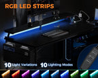 Coleshome L Shaped Gaming Desk with LED Lights