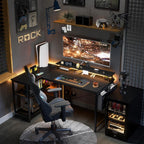 Coleshome L Shaped Gaming Desk with LED Lights