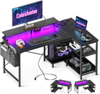 Coleshome L Shaped Gaming Desk with LED Lights