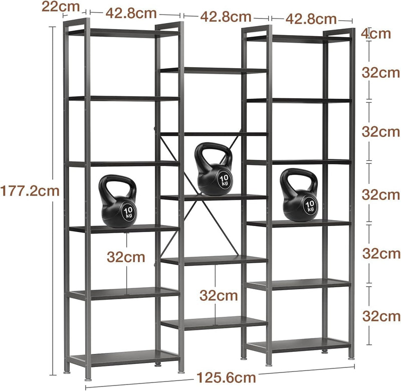 6-Tier Book Shelf Industrial Bookcase Shelving 3