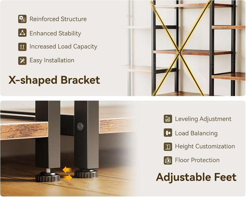 6-Tier Book Shelf Industrial Bookcase Shelving 3