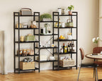 Coleshome Triple Bookshelf Large Bookcase with 14 Open