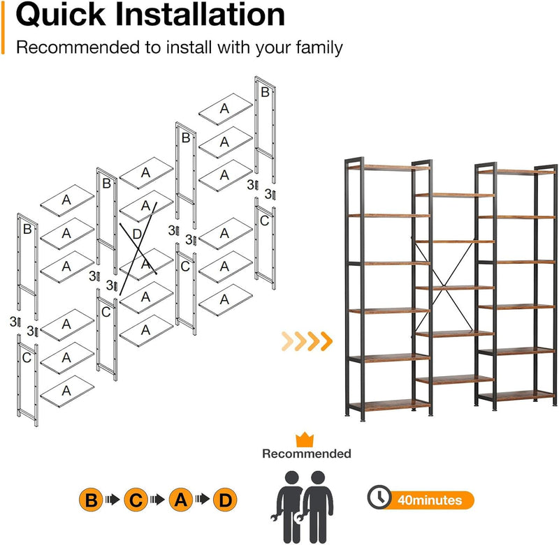 6-Tier Book Shelf Industrial Bookcase Shelving 3