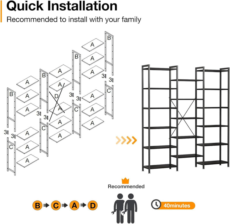 6-Tier Book Shelf Industrial Bookcase Shelving 3