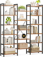 Coleshome Triple Bookshelf Large Bookcase with 14 Open