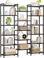 Coleshome Triple Bookshelf Large Bookcase with 14 Open