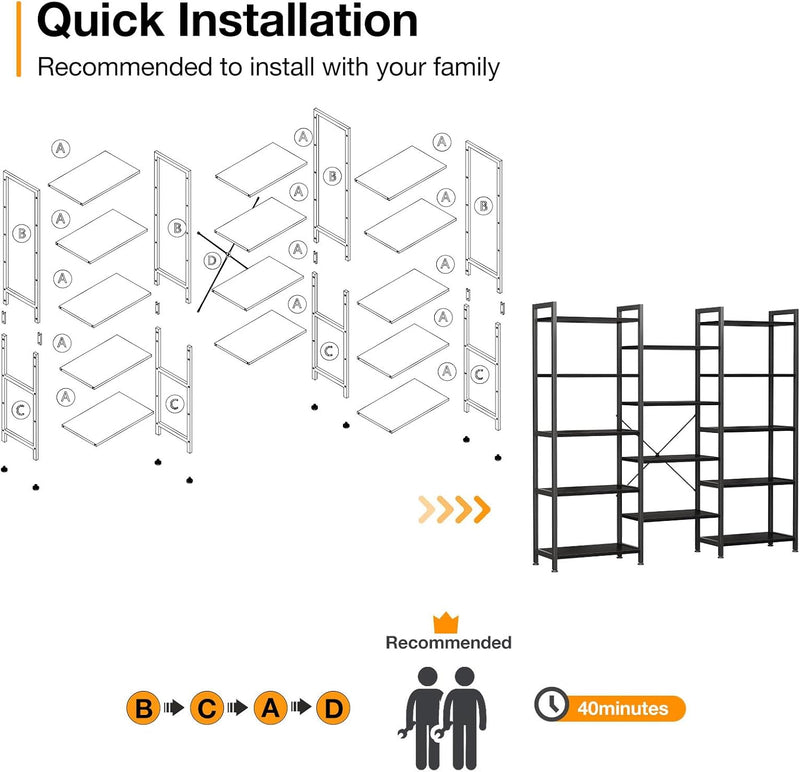 6-Tier Book Shelf Industrial Bookcase Shelving 3