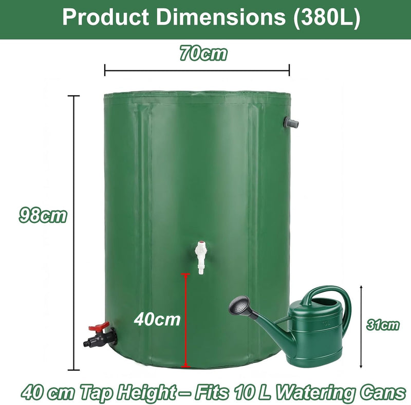 Collapsible Water Butt 380L Foldable Rainwater Tank Pvc