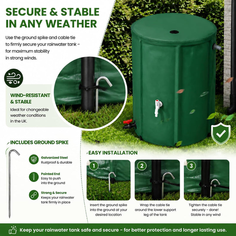 Collapsible Water Butt 380L Foldable Rainwater Tank Pvc