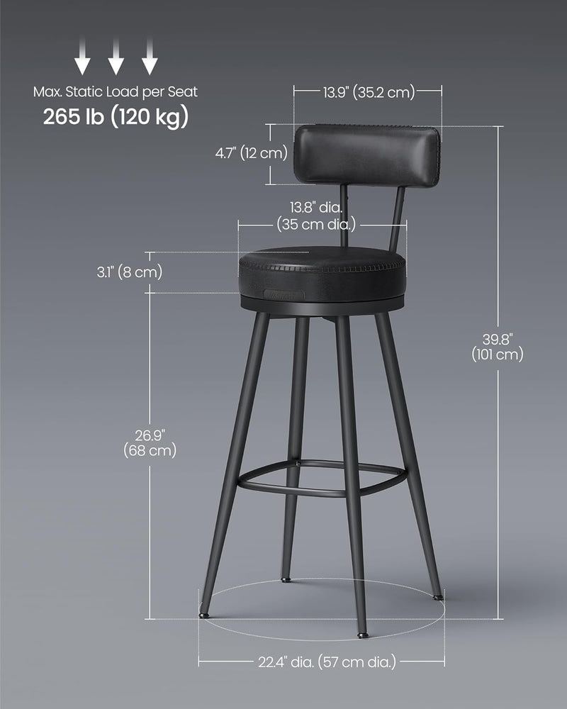 Collection 360?swivel Bar Stools Counter Chairs with Backs (Set of 2)