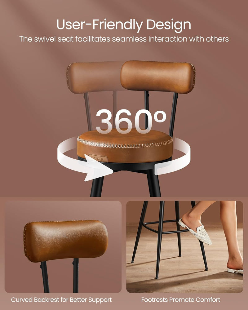 Collection 360?swivel Bar Stools Counter Chairs with Backs (Set of 2)