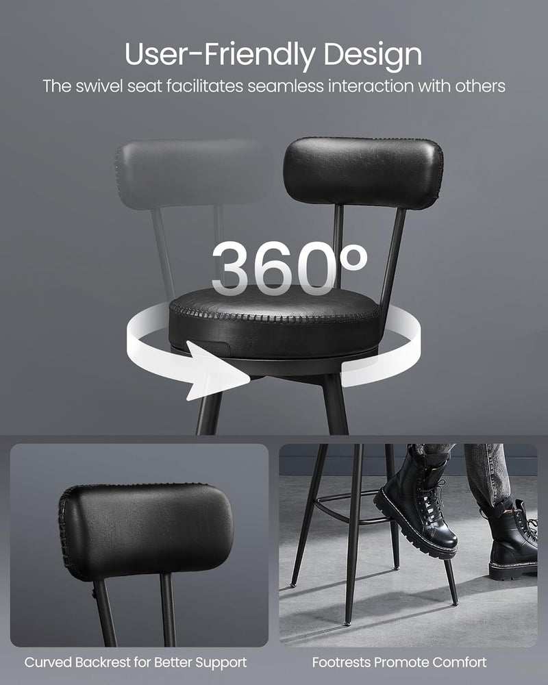 Collection 360?swivel Bar Stools Counter Chairs with Backs (Set of 2)