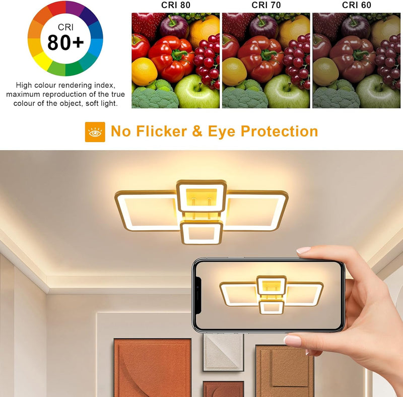 Modern LED Ceiling Light Dimmable 54W Flush Mount