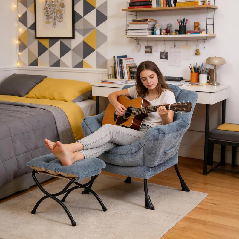 Comfy Armchair with Footstool Lazy Chair Ottoman Leisure
