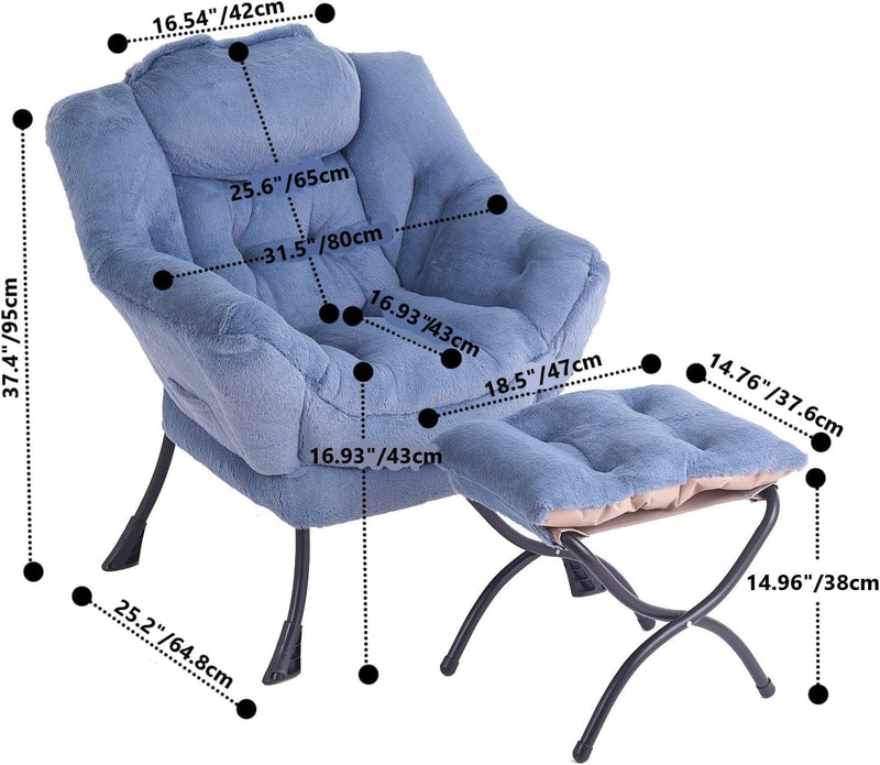 Comfy Armchair with Footstool Lazy Chair Ottoman Leisure