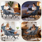 Comfy Armchair with Footstool Lazy Chair Ottoman Leisure