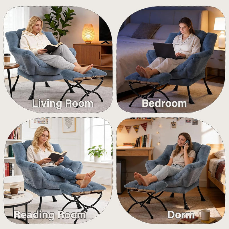 Comfy Armchair with Footstool Lazy Chair Ottoman Leisure