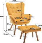 Comfy Armchair with Footstool Living Room Chair Velvet