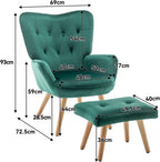 Comfy Armchair with Footstool Living Room Chair Velvet