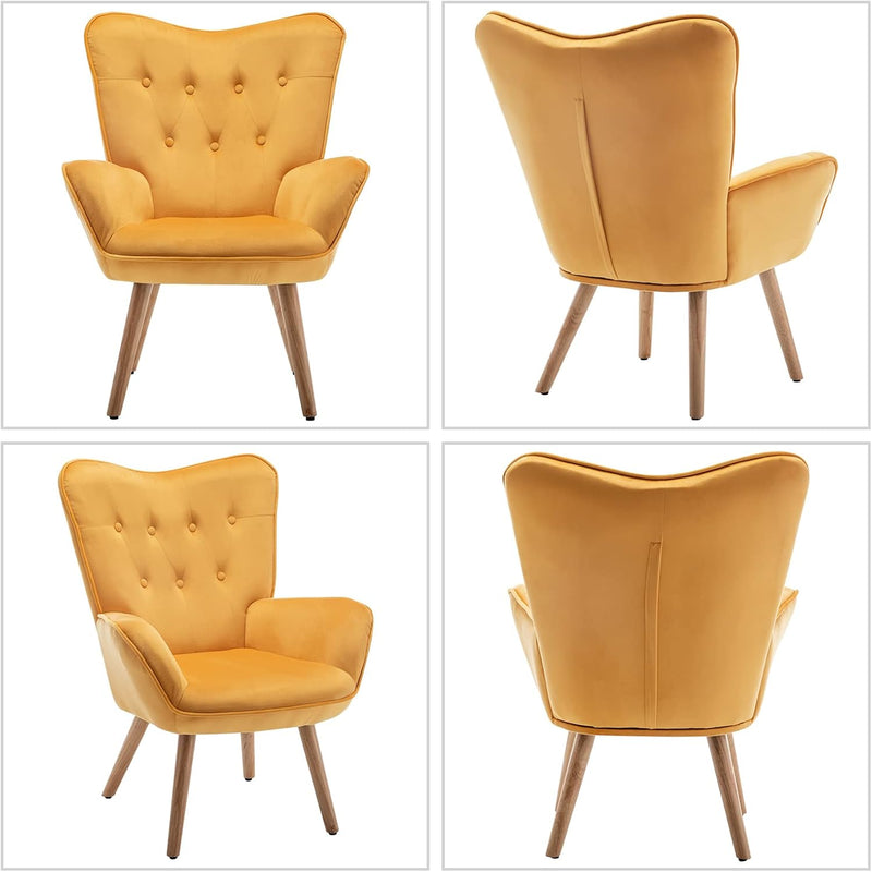 Comfy Armchair with Footstool Living Room Chair Velvet