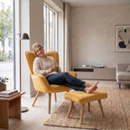 Comfy Armchair with Footstool Living Room Chair Velvet