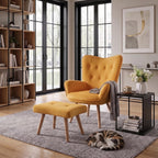 Comfy Armchair with Footstool Living Room Chair Velvet