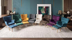 Comfy Armchair with Footstool Living Room Chair Velvet