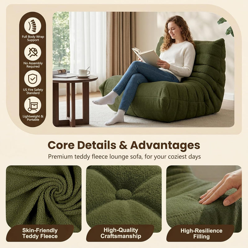 Comfy Bean Bag Chair for Adults Teens Fireside