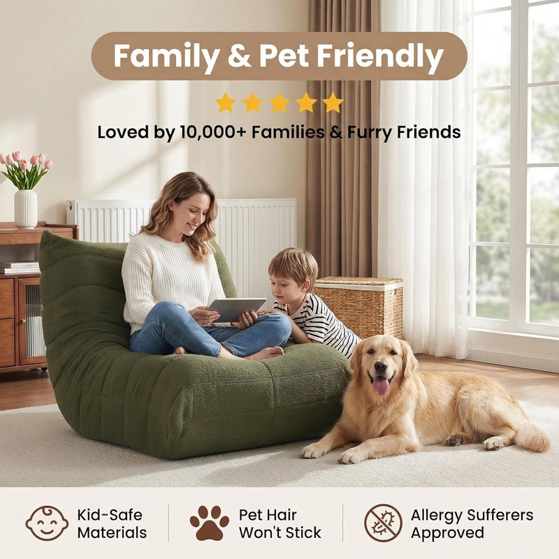 Comfy Bean Bag Chair for Adults Teens Fireside