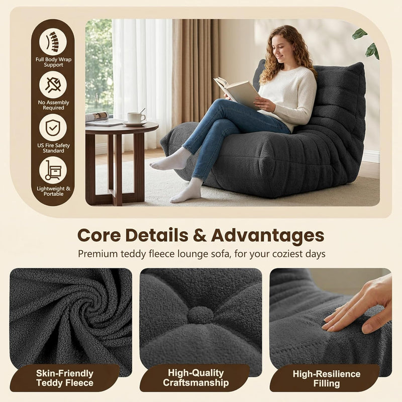 Comfy Bean Bag Chair for Adults Teens Fireside