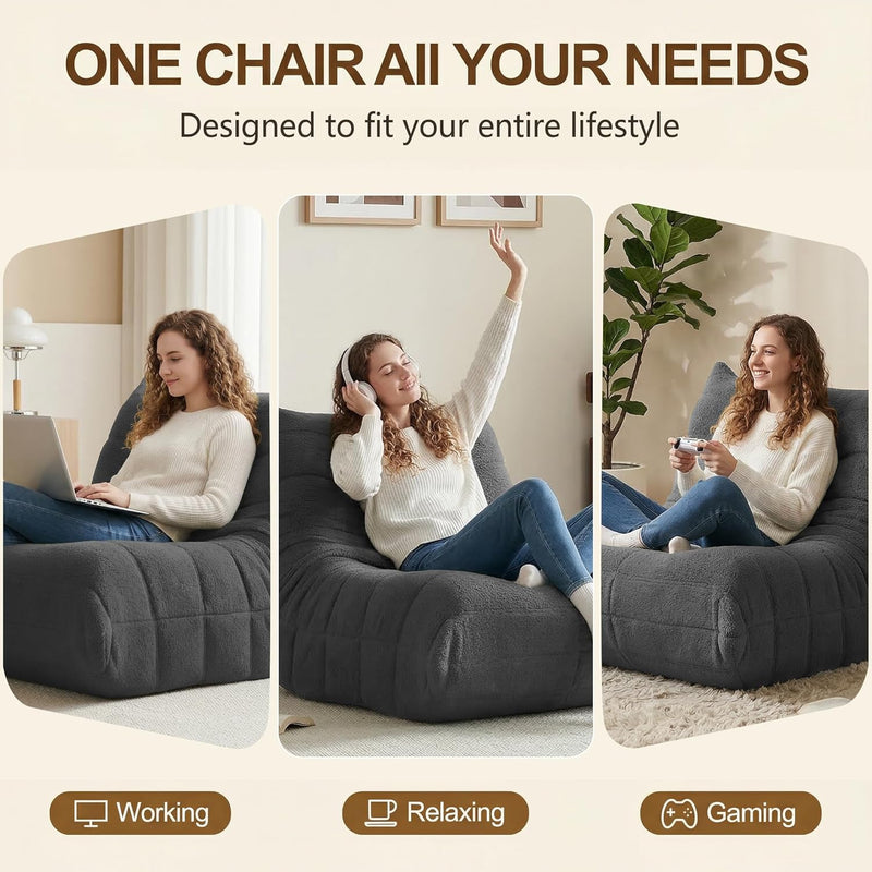 Comfy Bean Bag Chair for Adults Teens Fireside