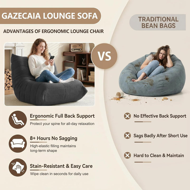 Comfy Bean Bag Chair for Adults Teens Fireside