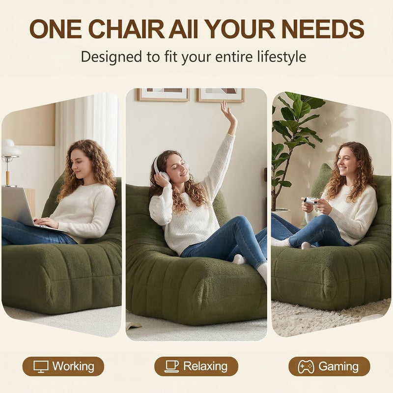 Comfy Bean Bag Chair for Adults Teens Fireside