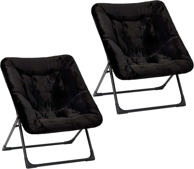 Comfy Saucer Chair for Adults Soft Faux Fur (Set of 2)