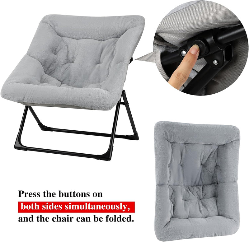 Comfy Saucer Chair for Adults Soft Faux Fur (Set of 2)