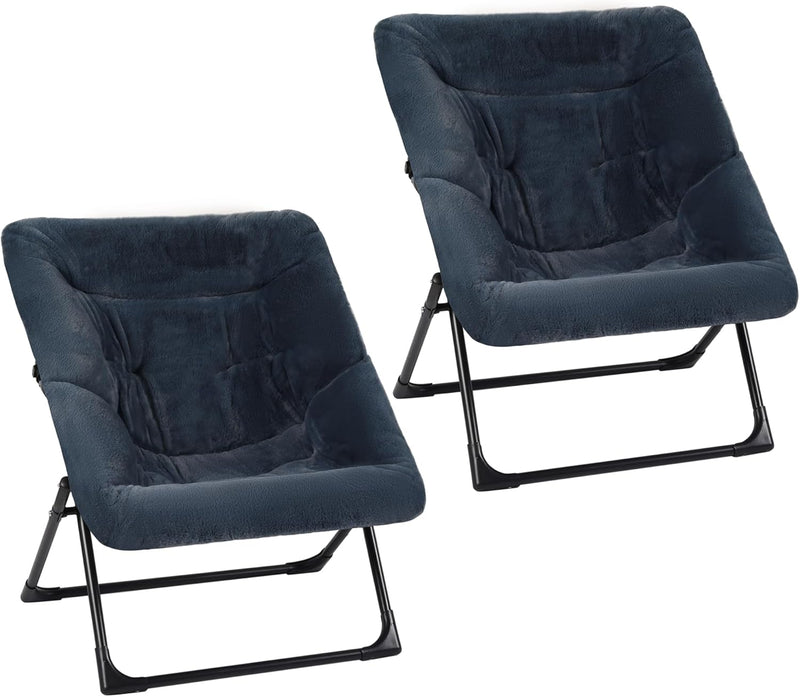 Comfy Saucer Chair for Adults Soft Faux Fur (Set of 2)