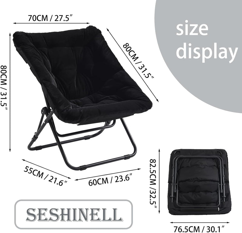 Comfy Saucer Chair with Ottoman Oversized Foldable Faux