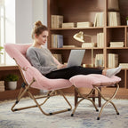 Comfy Saucer Chair with Ottoman Oversized Foldable Faux