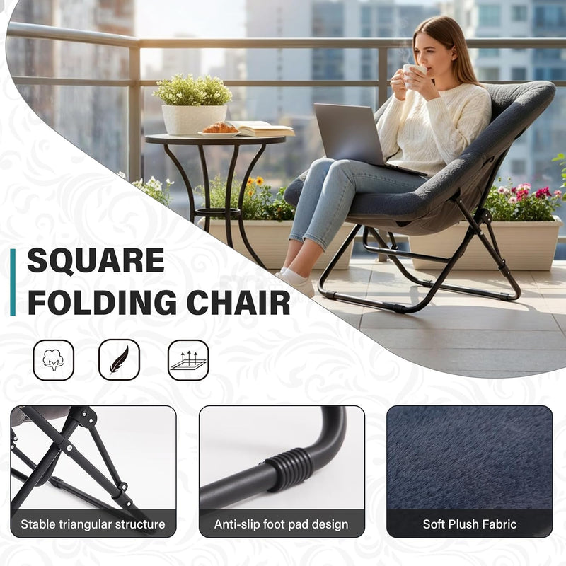 Comfy Saucer Chair with Ottoman Oversized Foldable Faux