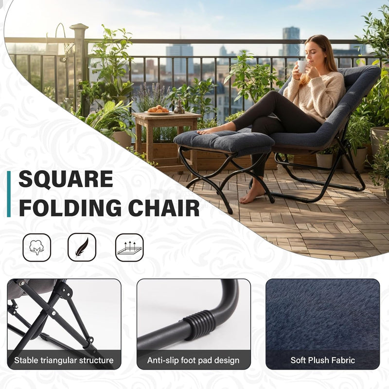Comfy Saucer Chair with Ottoman Oversized Foldable Faux