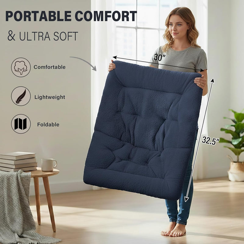 Comfy Saucer Chair with Ottoman Oversized Foldable Faux