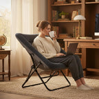 Comfy Saucer Chair with Ottoman Oversized Foldable Faux