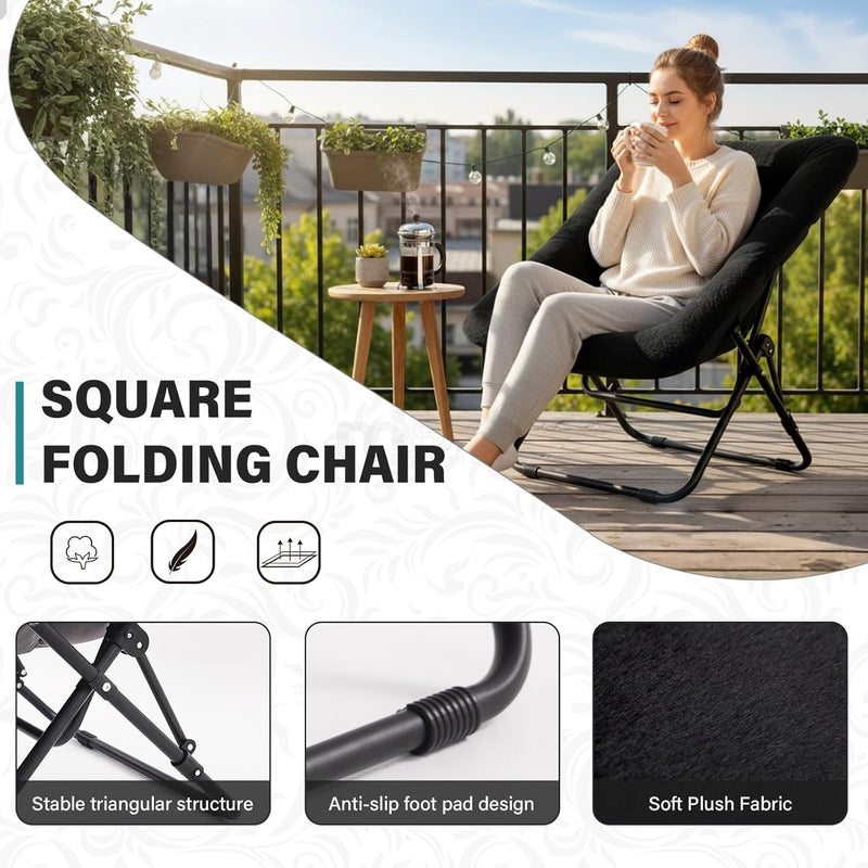 Comfy Saucer Chair with Ottoman Oversized Foldable Faux